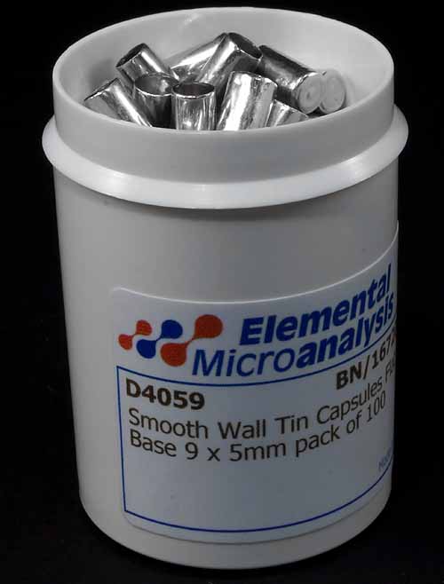 Smooth Wall Tin Capsules Flat Base 9 x 5mm pack of 100